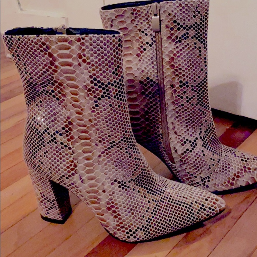 Faux snakeskin boots